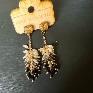 Pink Panache beaded drop earrings NWT